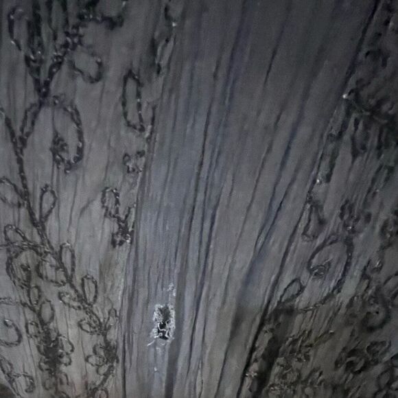 French Gear Rayon Whimsy Goth BoHo Oversized Long Sleeve Blue Embroidered Dress - Picture 7 of 7